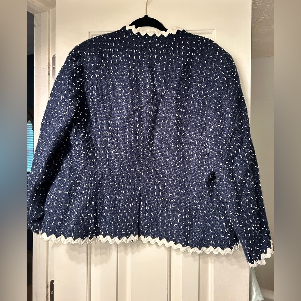 J. Crew Going-out blazer in navy spotted tweed Size 16 - Picture 9 of 9